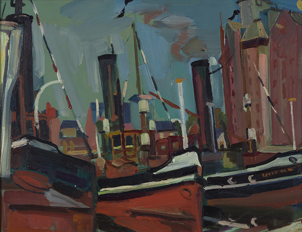 Sleepboten op het Damsterdiep